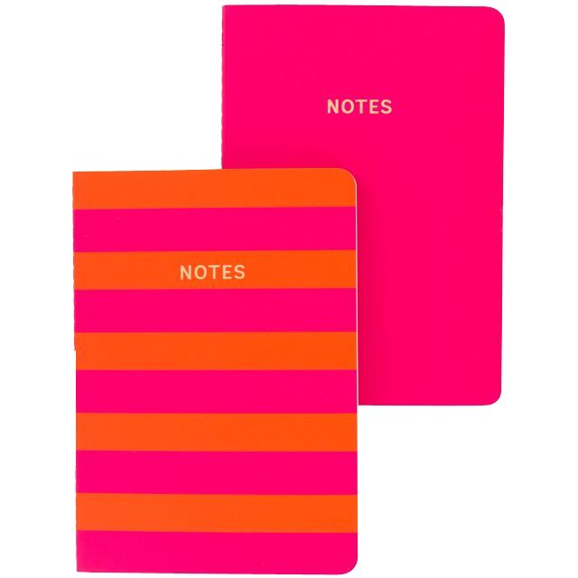 Go Stationery Colourblock Pink/Orange Stripe A6 Set Of 2 Books