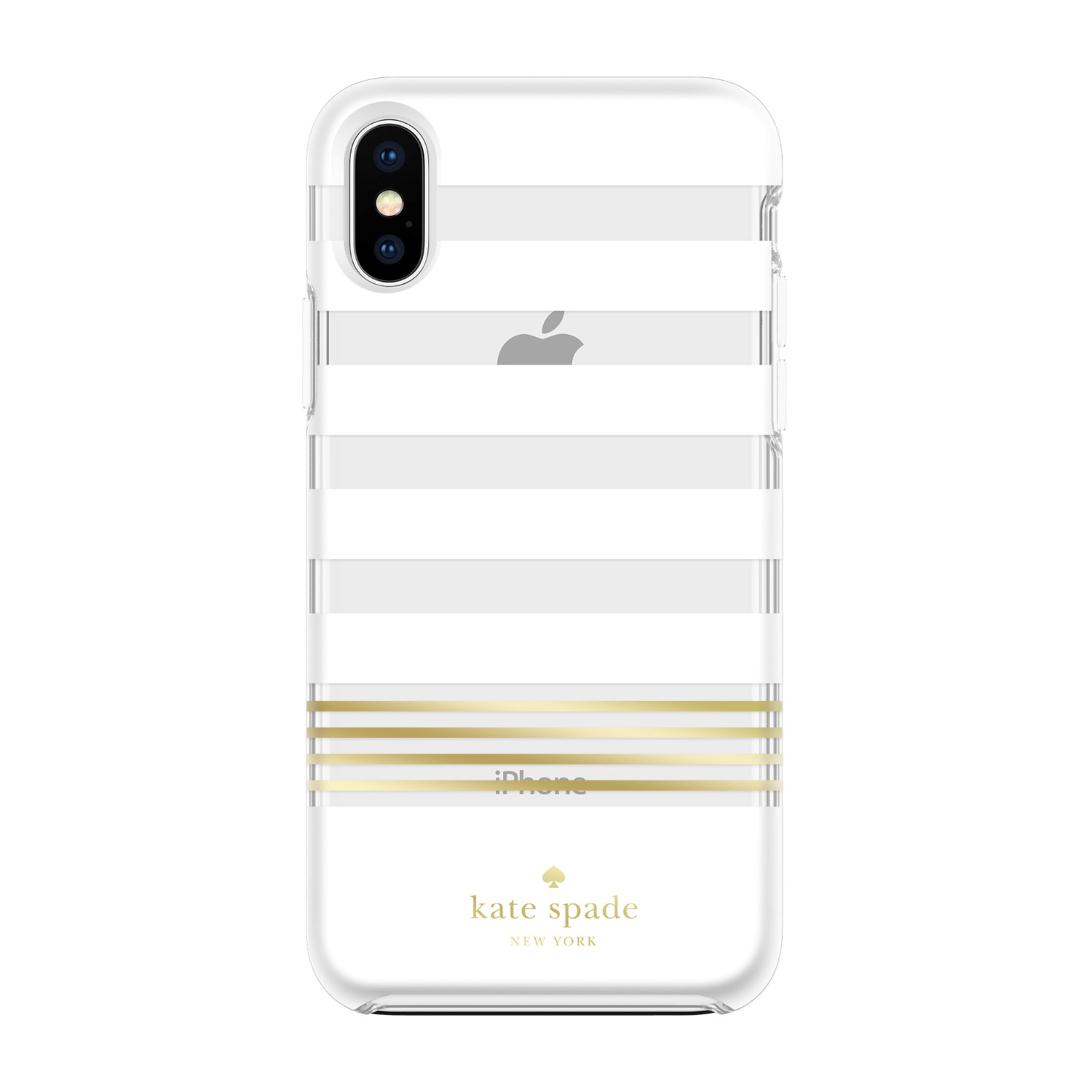 Kate Spade NY Stripe Hardshell Case White/Gold for iPhone X