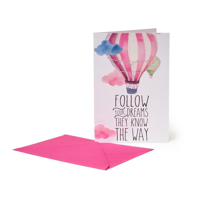 Legami Greeting Card - Large - Air Balloon / Follow Your Dreams (11.5 x 17 cm)