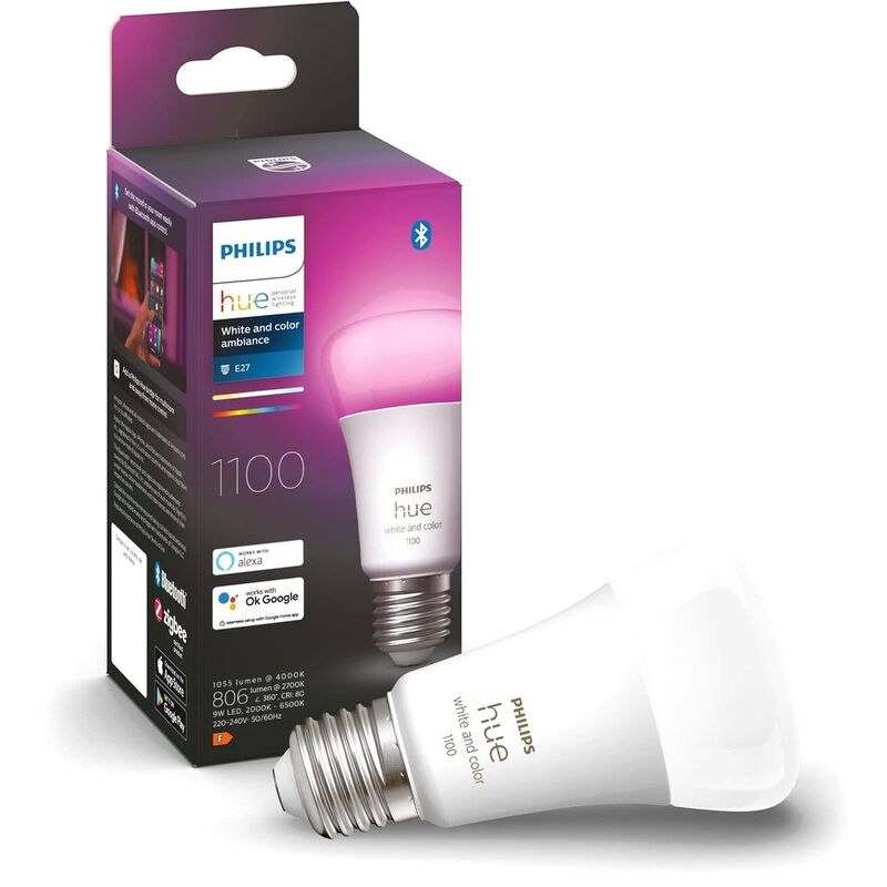 Philips Hue White And Colour Ambiance Smart Light E27 Bulb -1100 Lumen (9W-75W)