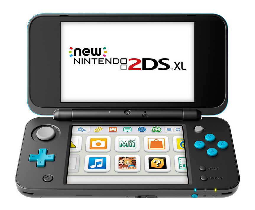 Nintendo 2DS XL Black & Turquoise + 2 Games